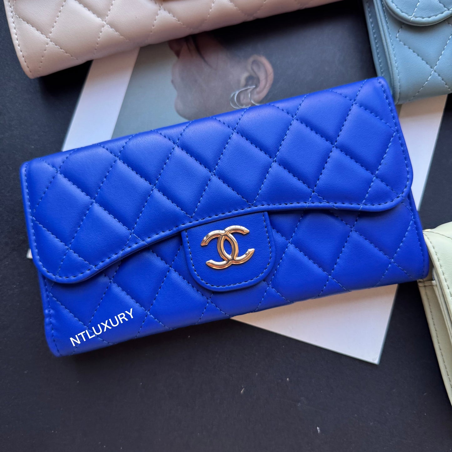 Coco Fine Large Wallet with Chain (Glossy 8 Color)