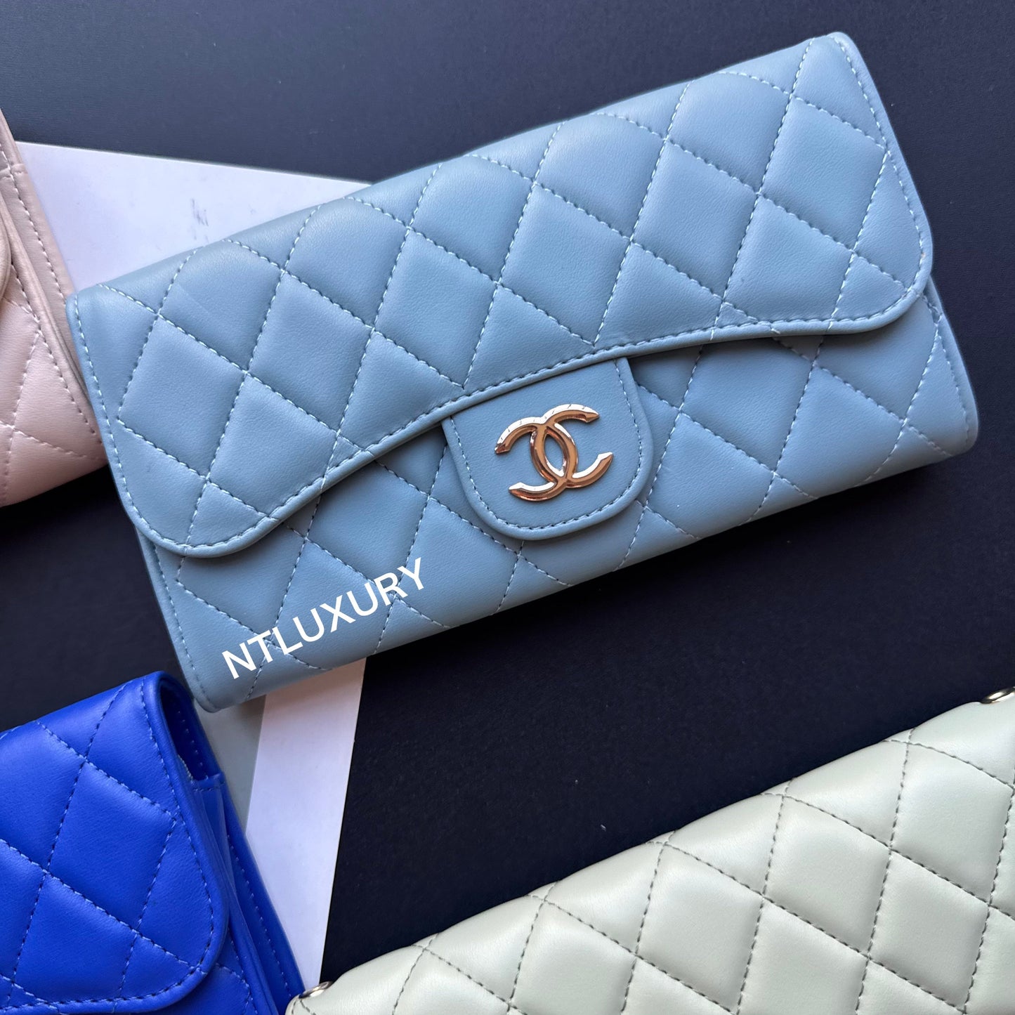 Coco Fine Large Wallet with Chain (Glossy 8 Color)