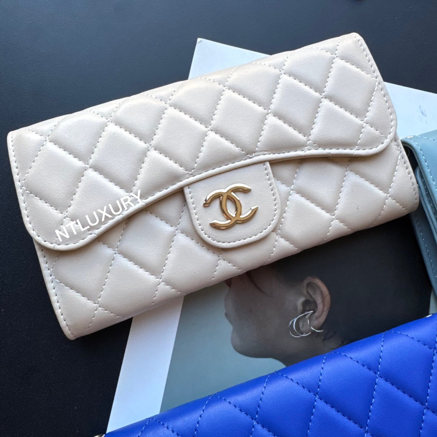 Coco Fine Large Wallet with Chain (Glossy 8 Color)