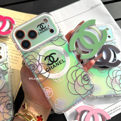 Chameleon Flower Magsafe Phone Case with CC Holder