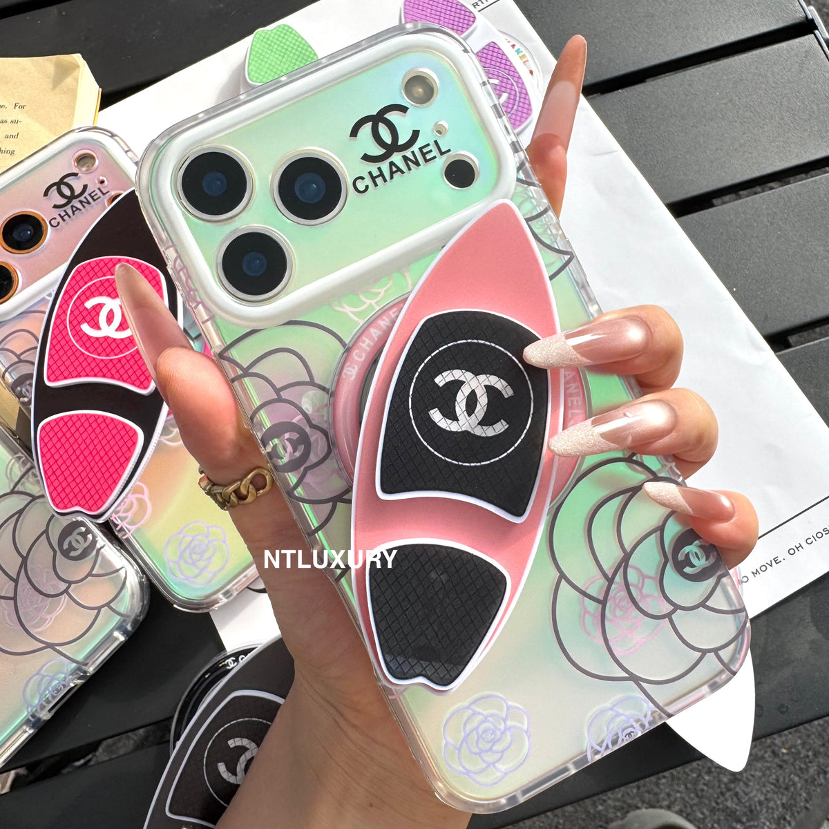 Chameleon Flower Magsafe Phone Case with Skateboard Holder