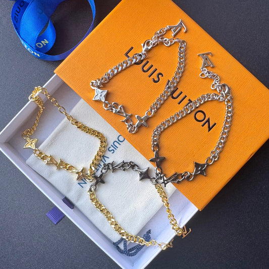Gold Black Love Chain Bracelet