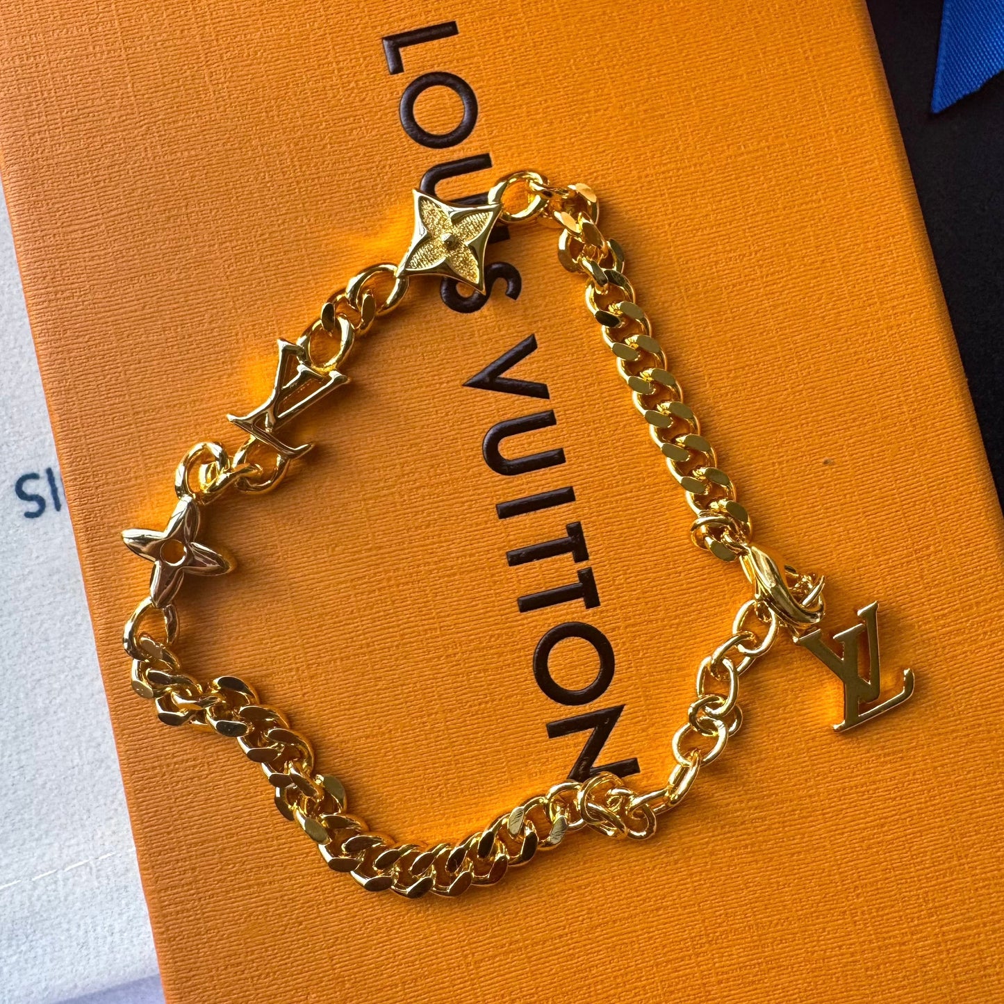 Gold Black Love Chain Bracelet