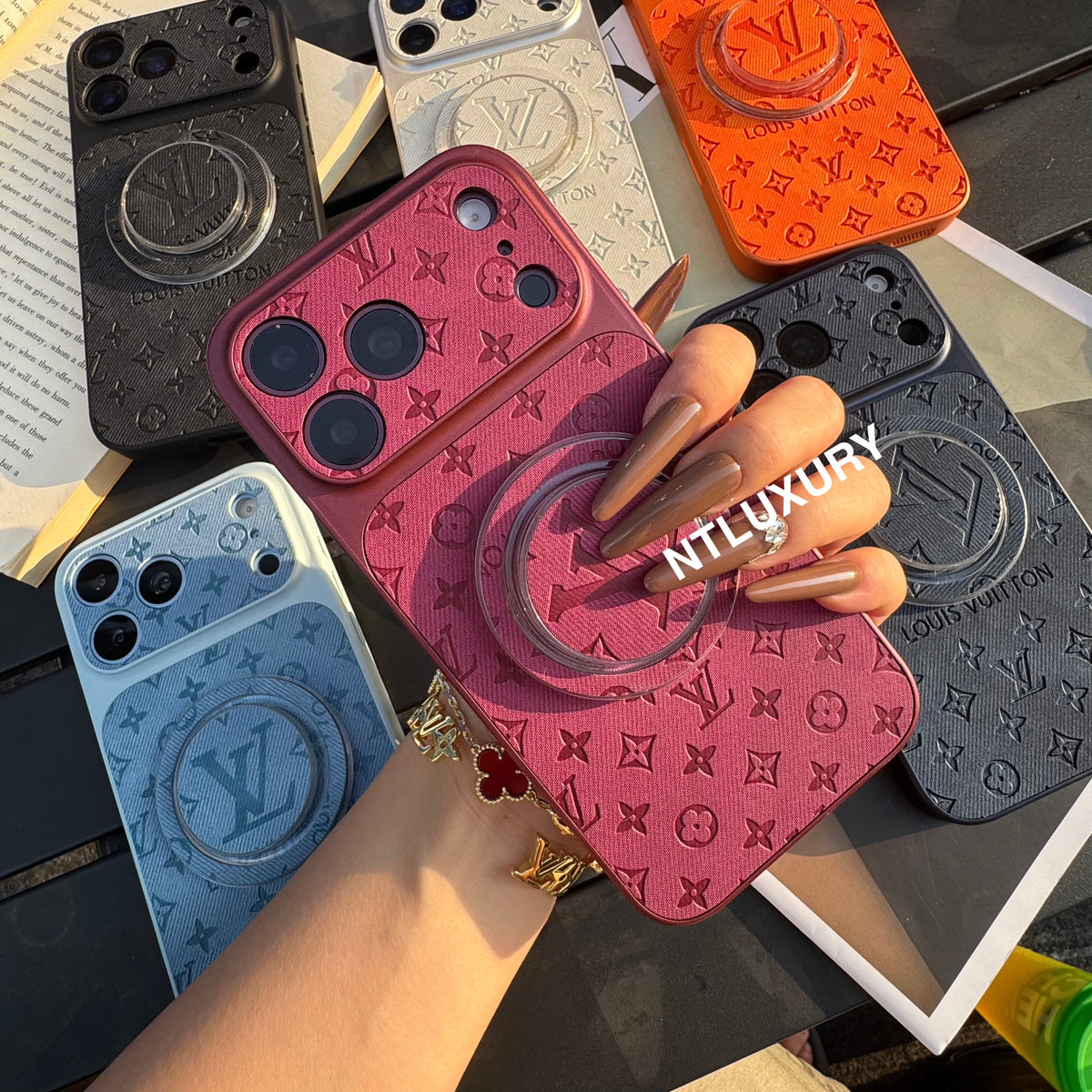Colorful Denim Love Girl Phone Case With Magsafe Holder