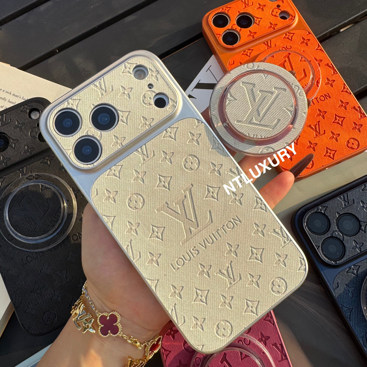 Colorful Denim Love Girl Phone Case With Magsafe Holder