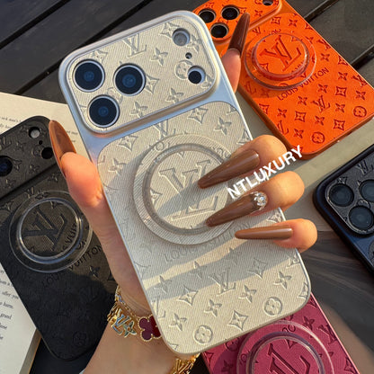 Colorful Denim Love Girl Phone Case With Magsafe Holder