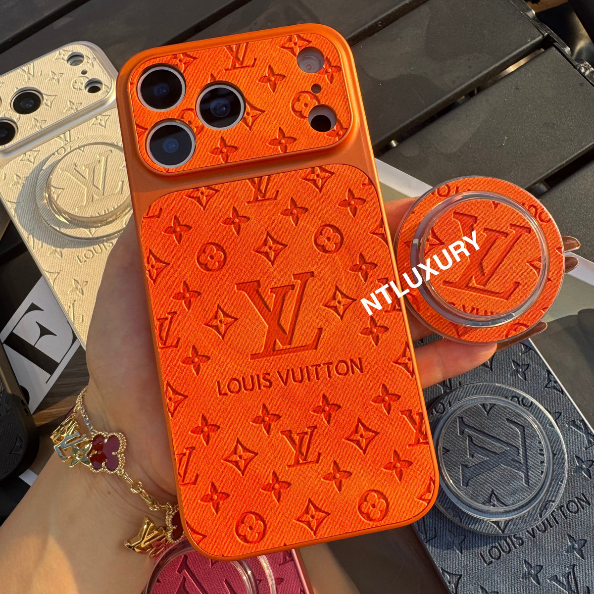 Colorful Denim Love Girl Phone Case With Magsafe Holder