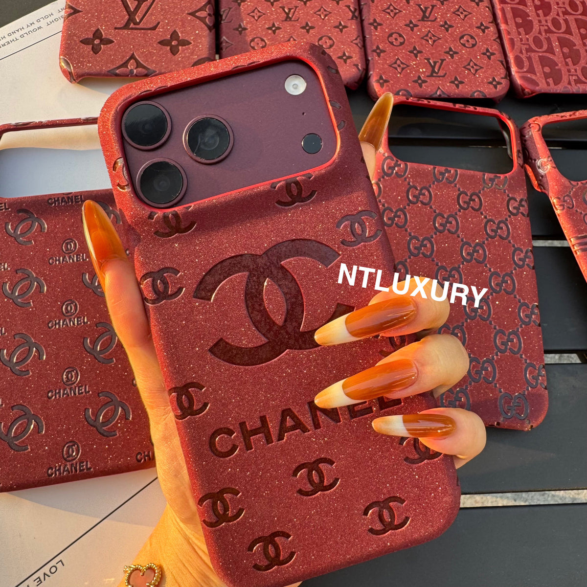 Burgundy Glitter Fancy Phone Case