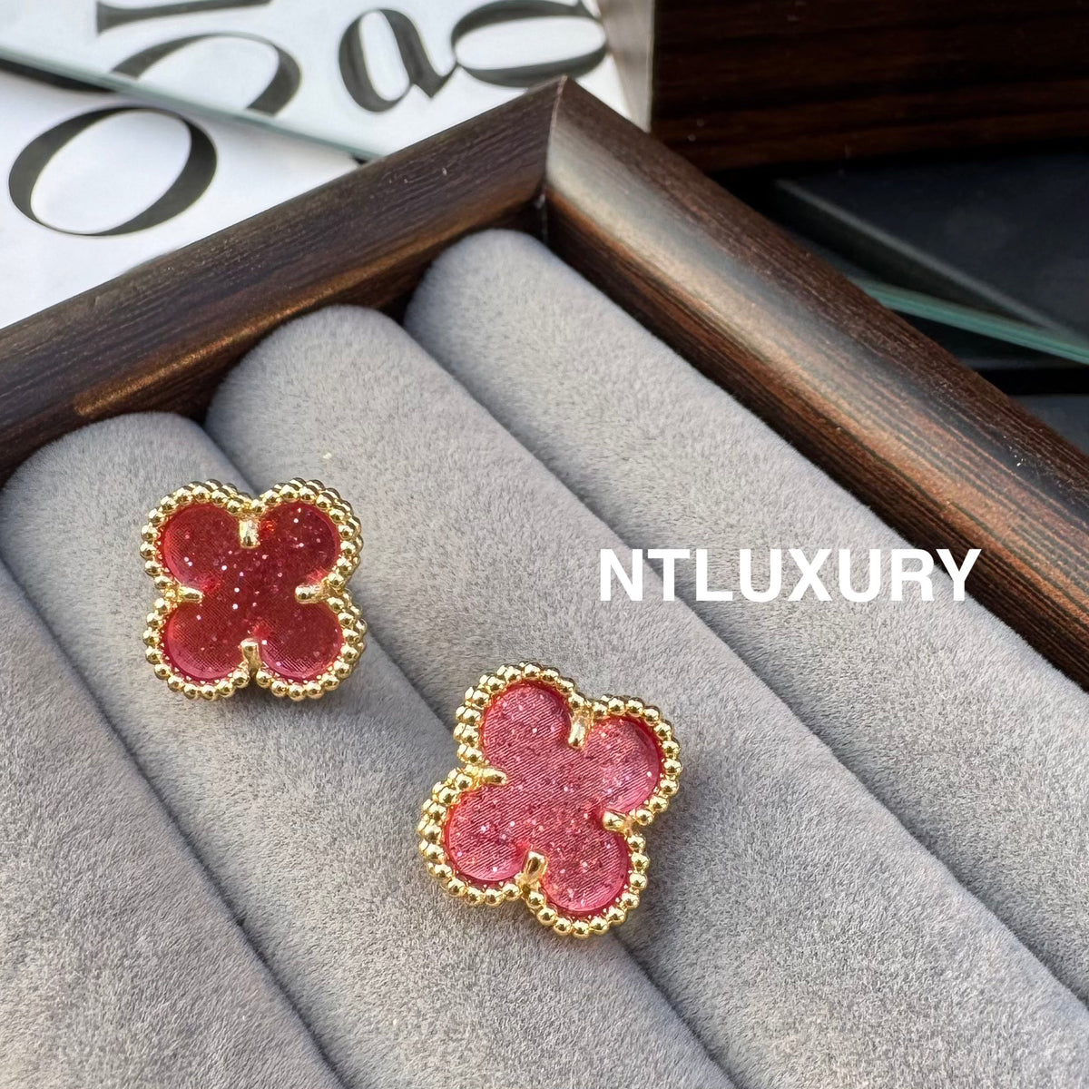 Leaves Gold Designs 4 Set (Earrings+Ring+Bracelet +Necklace) - Pink New