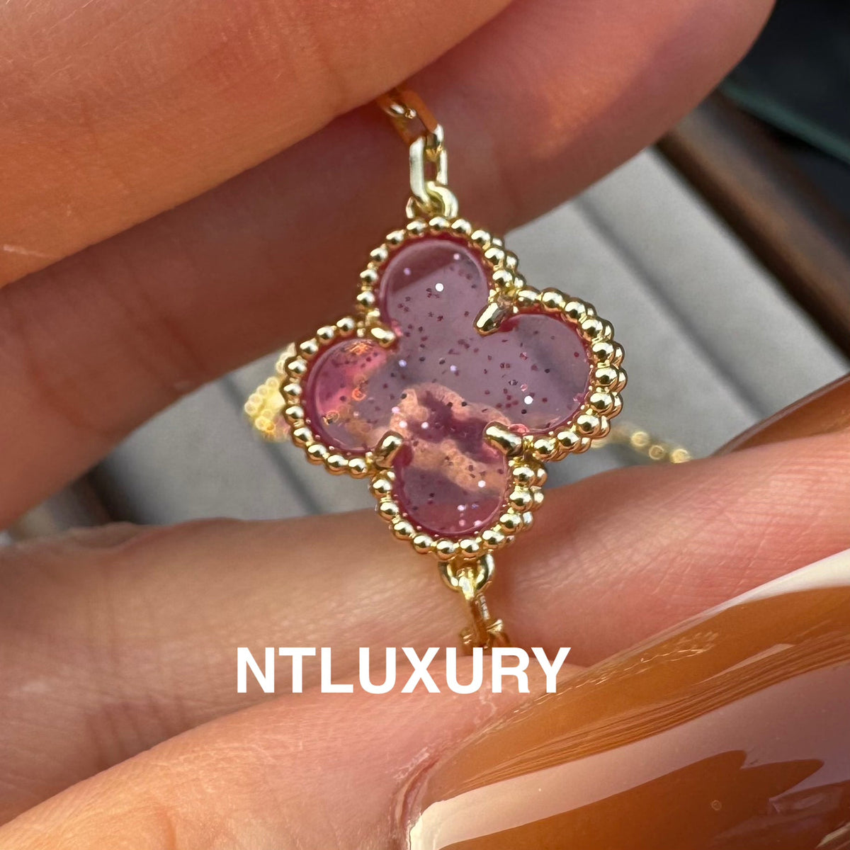 Leaves Gold Designs 4 Set (Earrings+Ring+Bracelet +Necklace) - Pink New