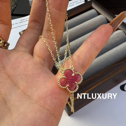 Leaves Gold Designs 4 Set (Earrings+Ring+Bracelet +Necklace) - Pink New