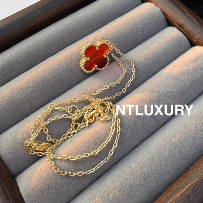 Leaves Gold Designs 4 Set (Earrings+Ring+Bracelet +Necklace) - Red