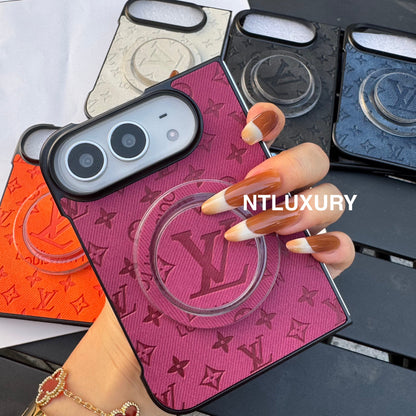 Funda de teléfono colorida de mezclilla con diseño de chica y corazón para iPhone Duo con soporte MagSafe