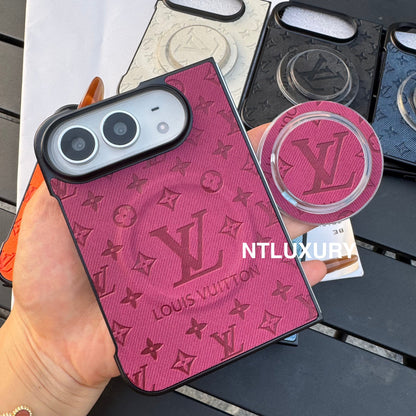 Funda de teléfono colorida de mezclilla con diseño de chica y corazón para iPhone Duo con soporte MagSafe