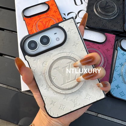 Funda de teléfono colorida de mezclilla con diseño de chica y corazón para iPhone Duo con soporte MagSafe