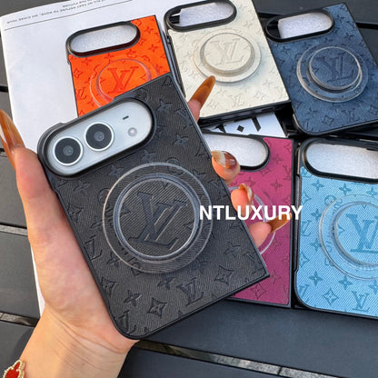 Funda de teléfono colorida de mezclilla con diseño de chica y corazón para iPhone Duo con soporte MagSafe