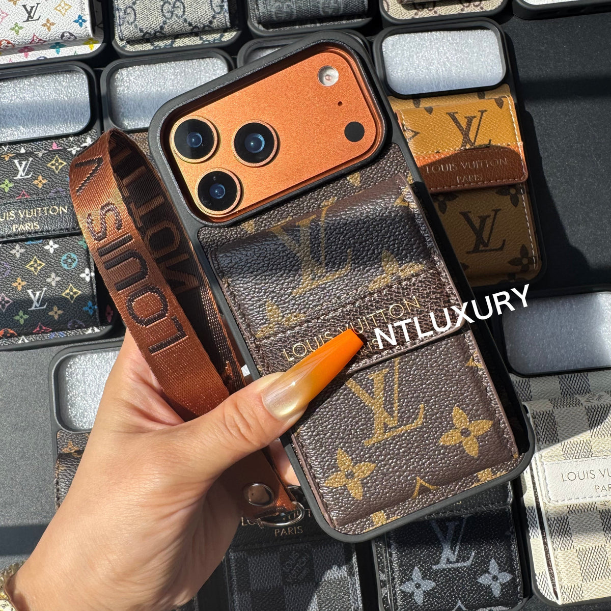 Nouvelle coque de téléphone fantaisie traditionnelle avec porte-monnaie et rayures (Big Love)