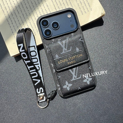 Nueva funda de teléfono tradicional elegante con bolso y rayas (Gran amor)