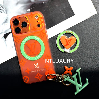 Funda para teléfono Vivian con MagSafe, efecto láser de transferencia de color, soporte y cordón