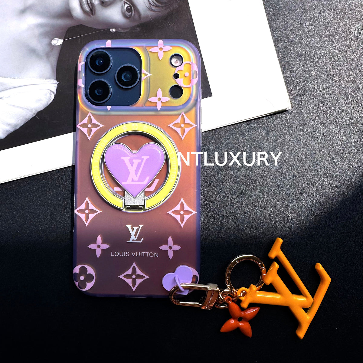Transfer Color Laser Vivian Magsafe Phone Case with Holder & Pendant