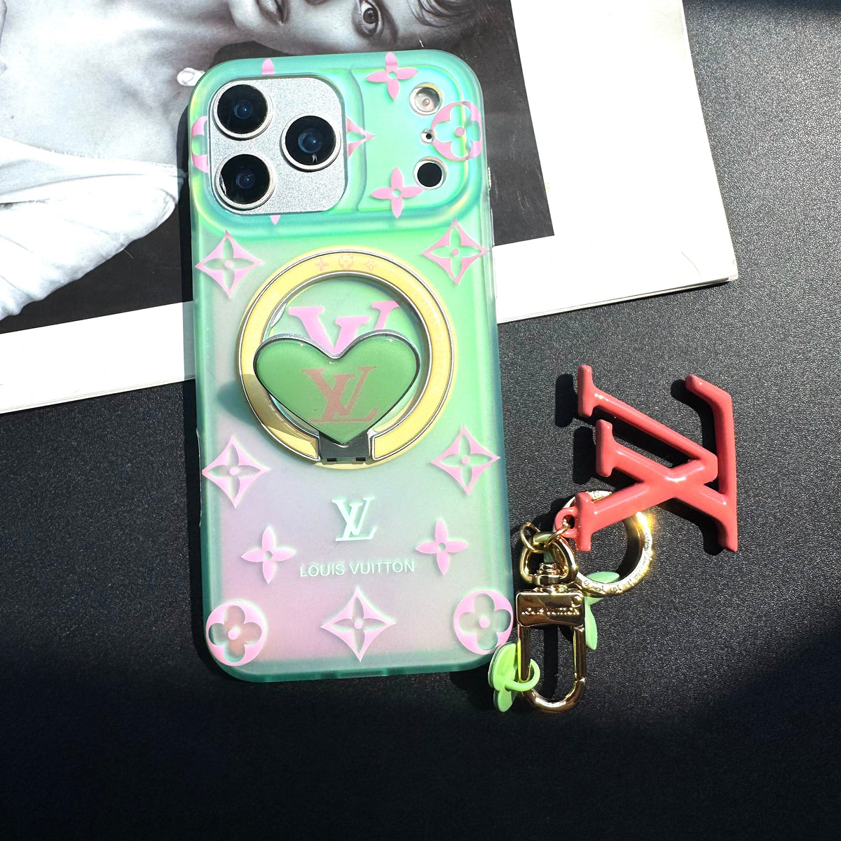 Transfer Color Laser Vivian Magsafe Phone Case with Holder & Pendant