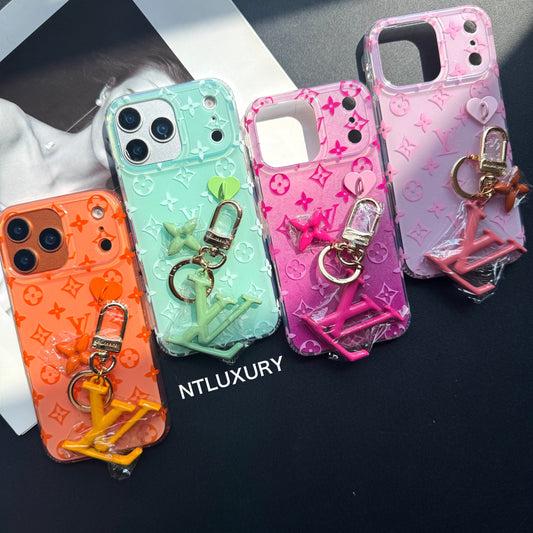 Coque de téléphone orange amour avec pendentif