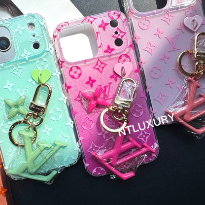 Funda para Teléfono Naranja Color Love Con Colgante