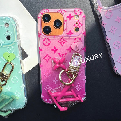 Funda para Teléfono Naranja Color Love Con Colgante