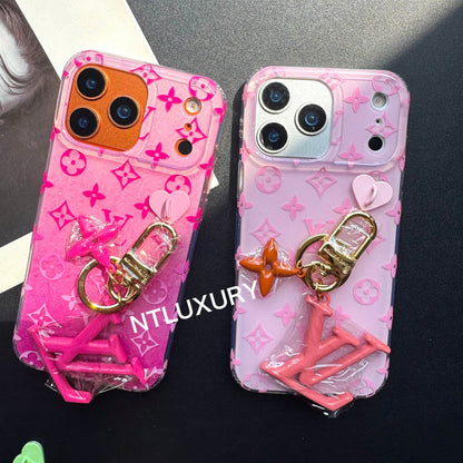 Funda para Teléfono Naranja Color Love Con Colgante