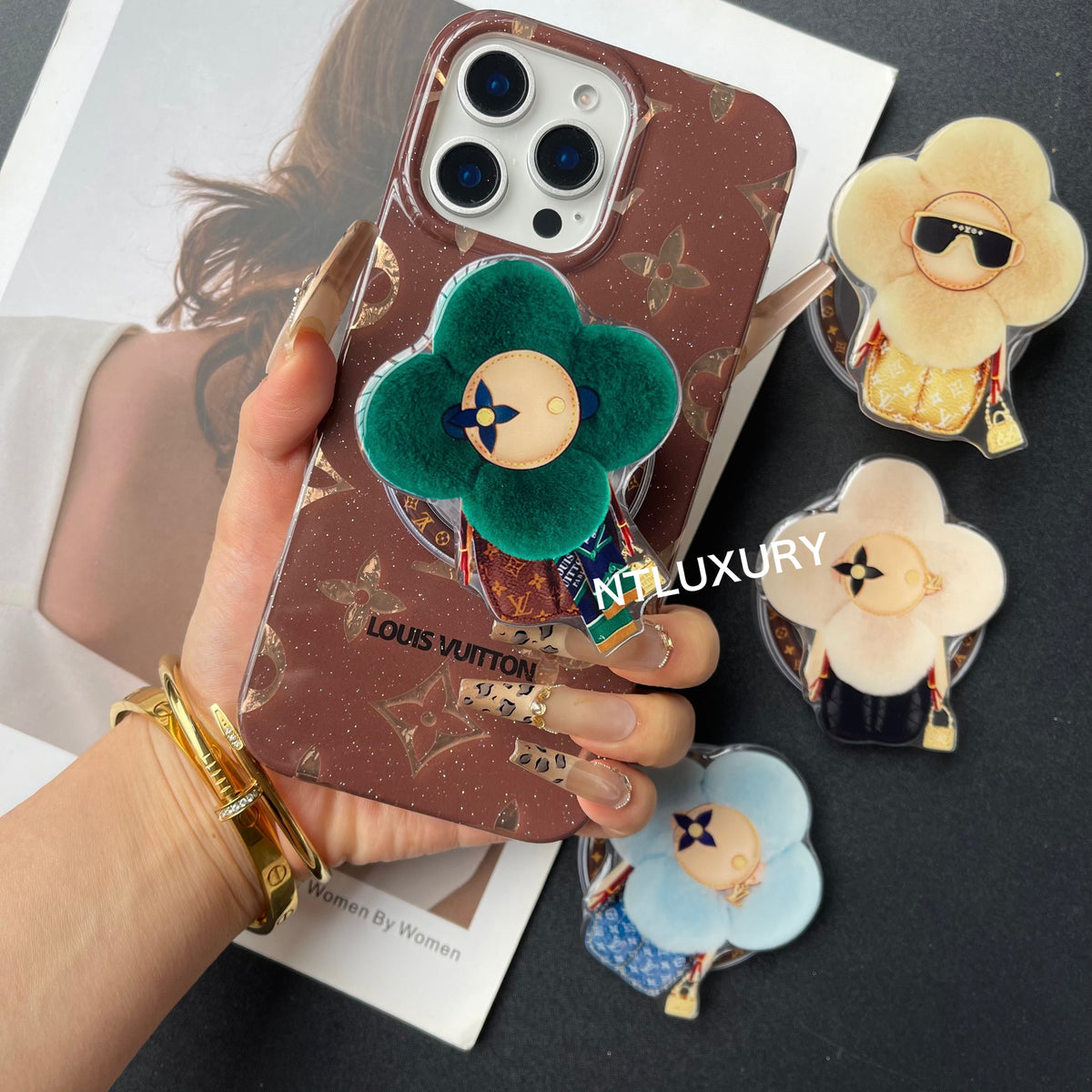 Colorful Design MagSafe Phone Case with Holder (Brown)