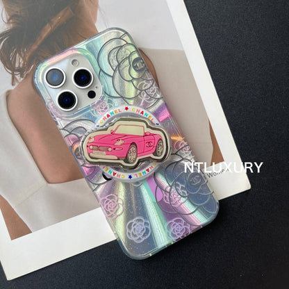 Coque de téléphone Magsafe Laser Car Girl avec support Magsafe