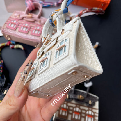 Casetta Mini Ciondolo Carino (Bianco)