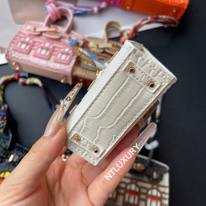 Casetta Mini Ciondolo Carino (Bianco)