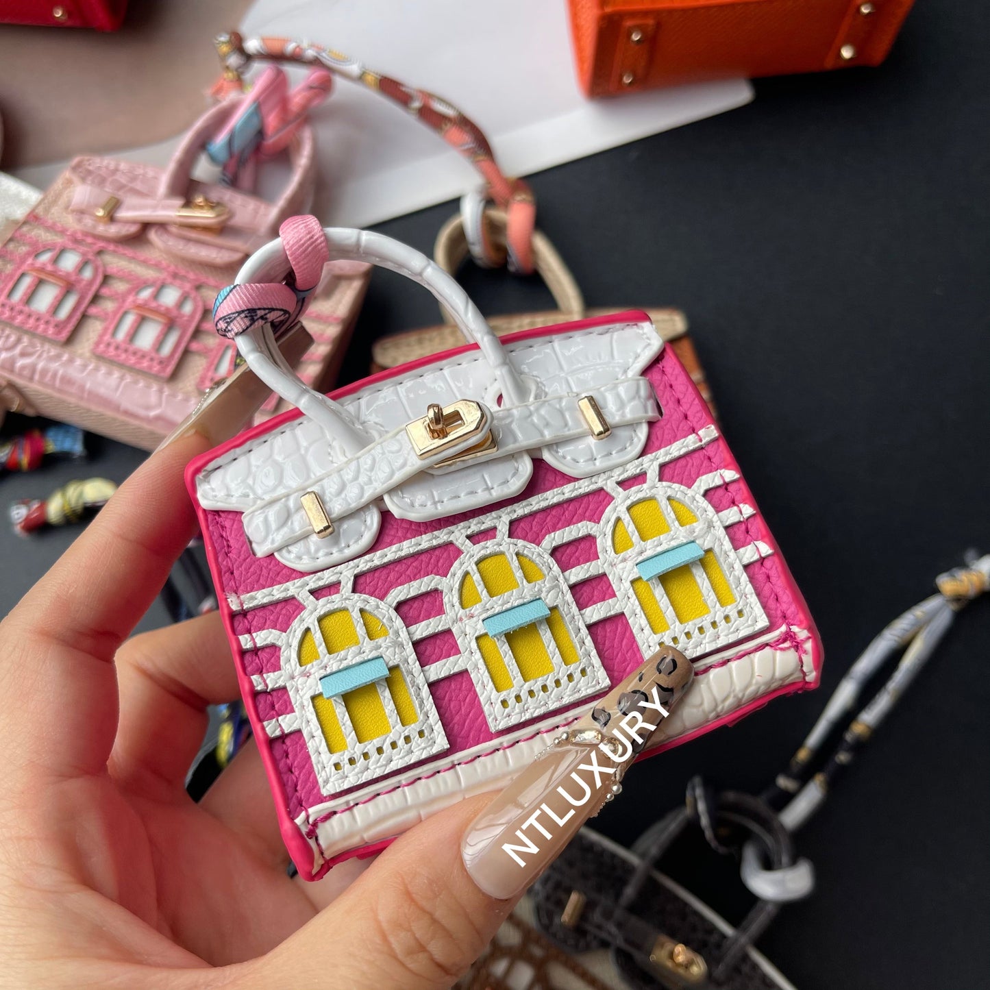 Cute Mini House Pendant (Magenta)