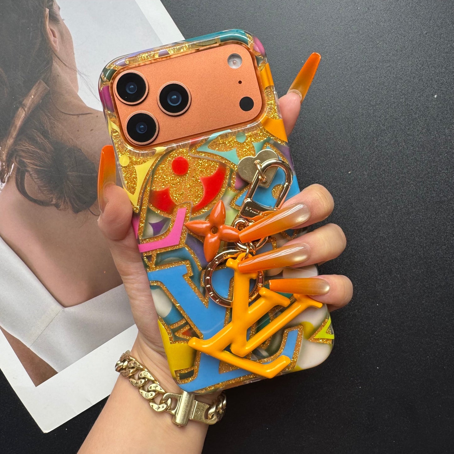 Colorful Love for Life Phone Case with Pendant (Colorful)