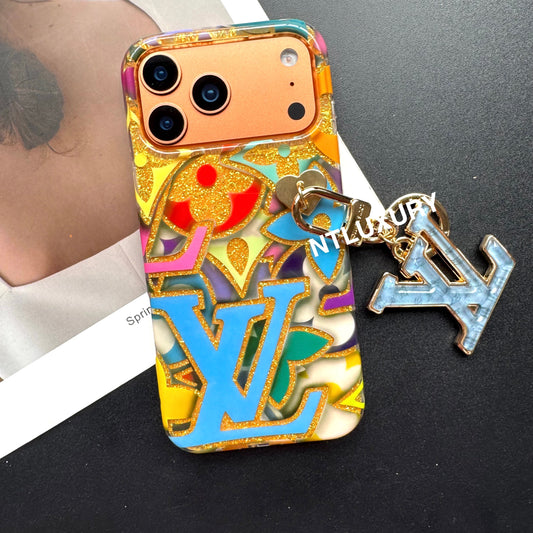 Colorful Love for Life Phone Case with Pendant (Blue)