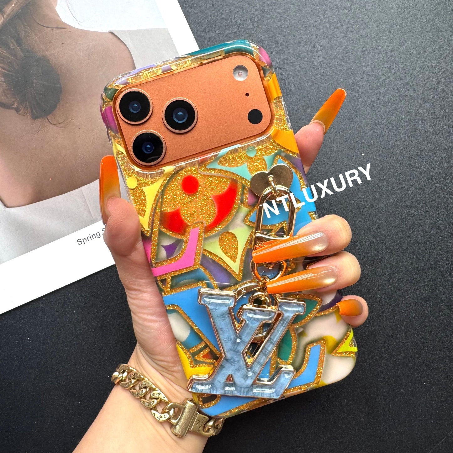 Colorful Love for Life Phone Case with Pendant (Blue)