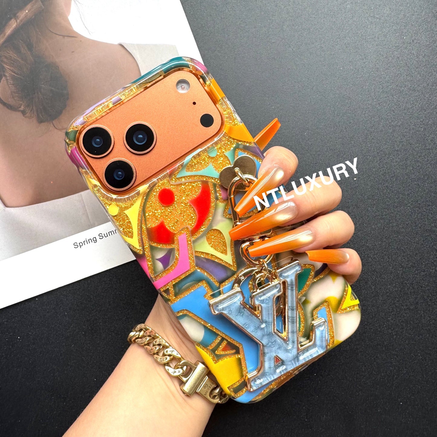 Colorful Love for Life Phone Case with Pendant (Blue)
