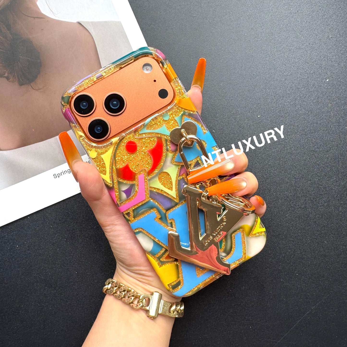 Colorful Love for Life Phone Case with Pendant (Blue)