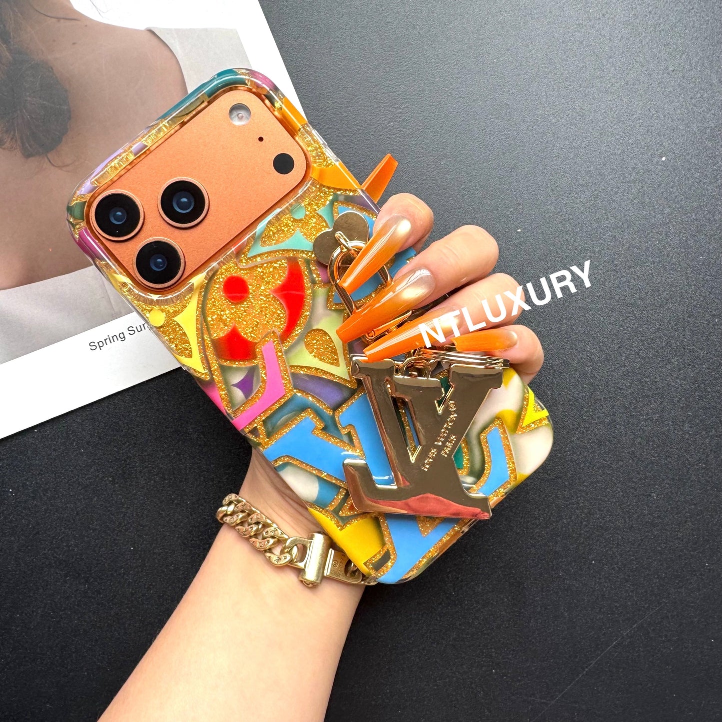 Colorful Love for Life Phone Case with Pendant (Blue)