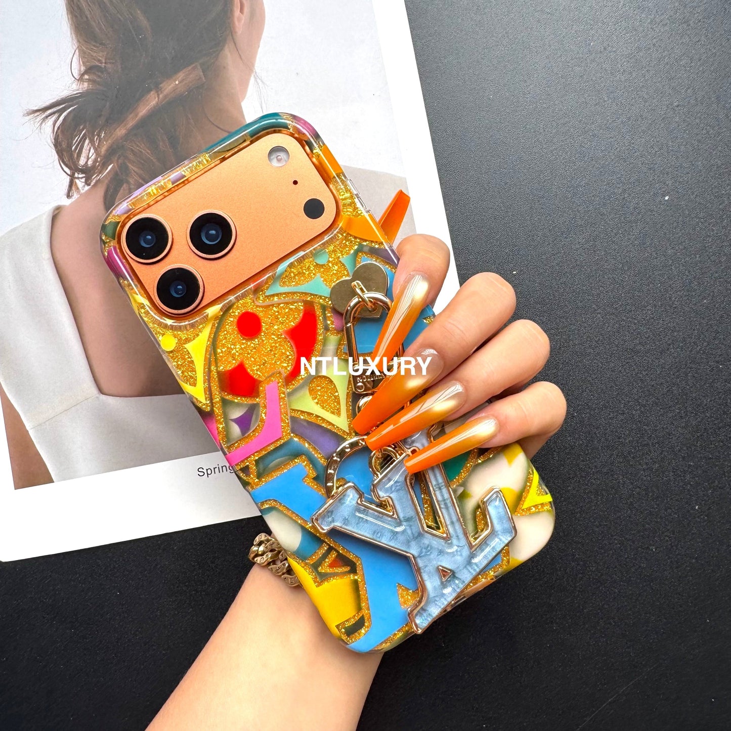 Colorful Love for Life Phone Case with Pendant (Blue)