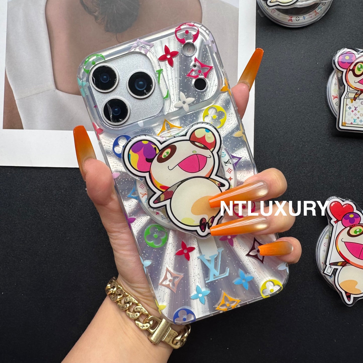 Laser Shining Love Phone Case with Magsafe Holder (Cute Bear£©