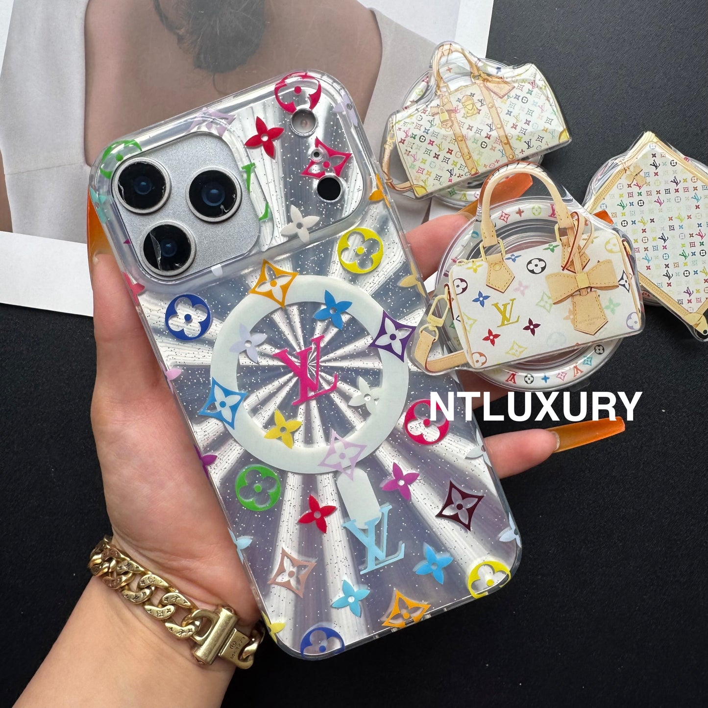 Laser Shining Love Phone Case with Magsafe Holder (White Box)