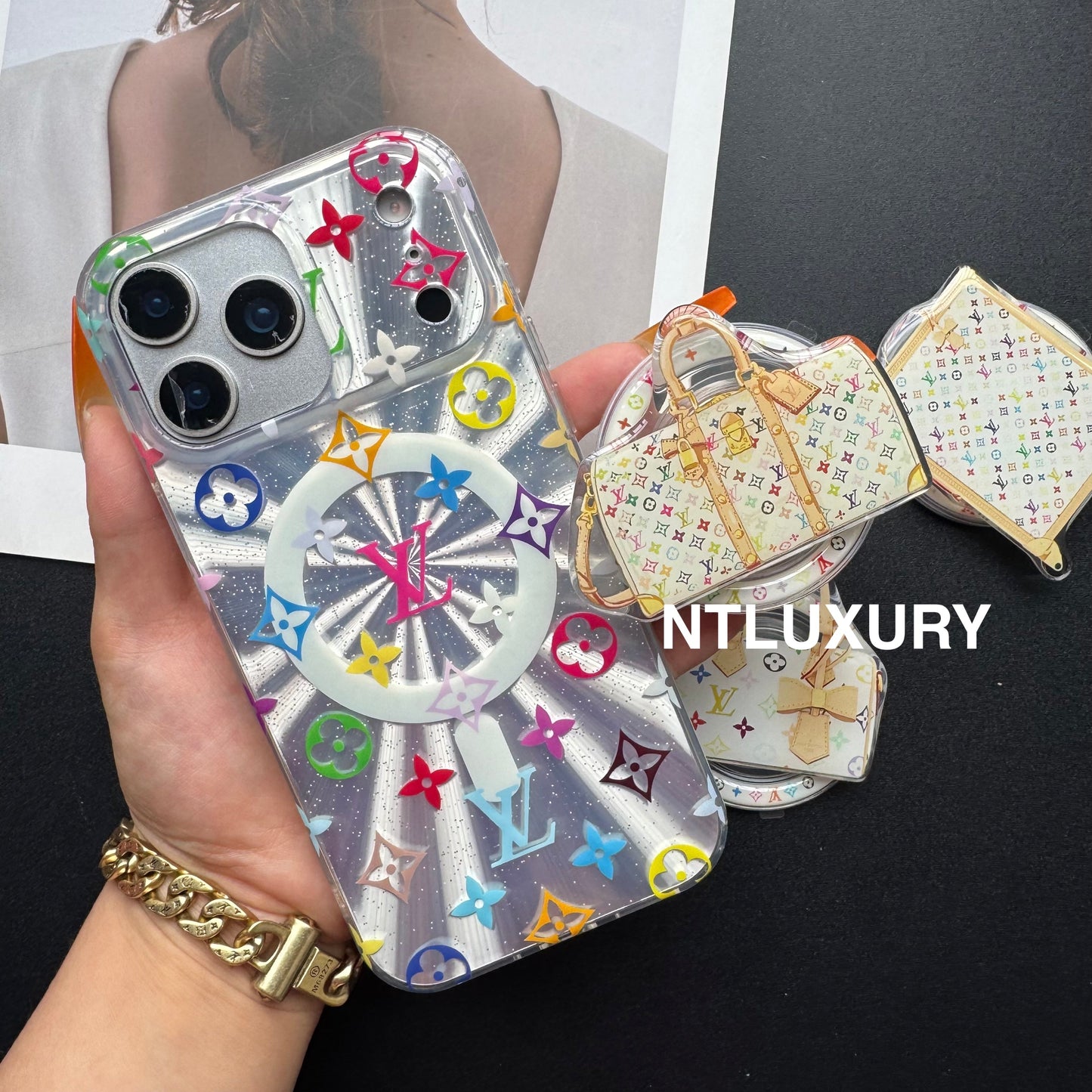 Laser Shining Love Phone Case with Magsafe Holder (White Box)