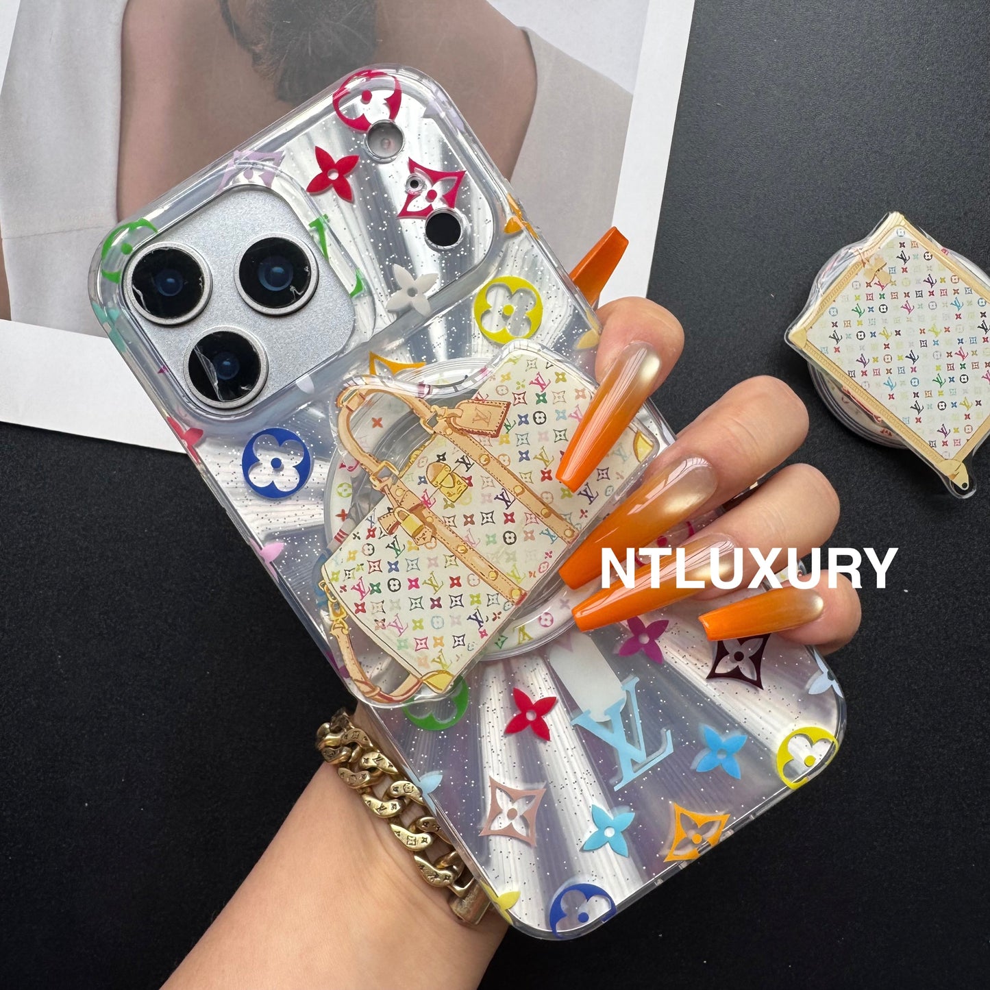 Laser Shining Love Phone Case with Magsafe Holder (White Box)