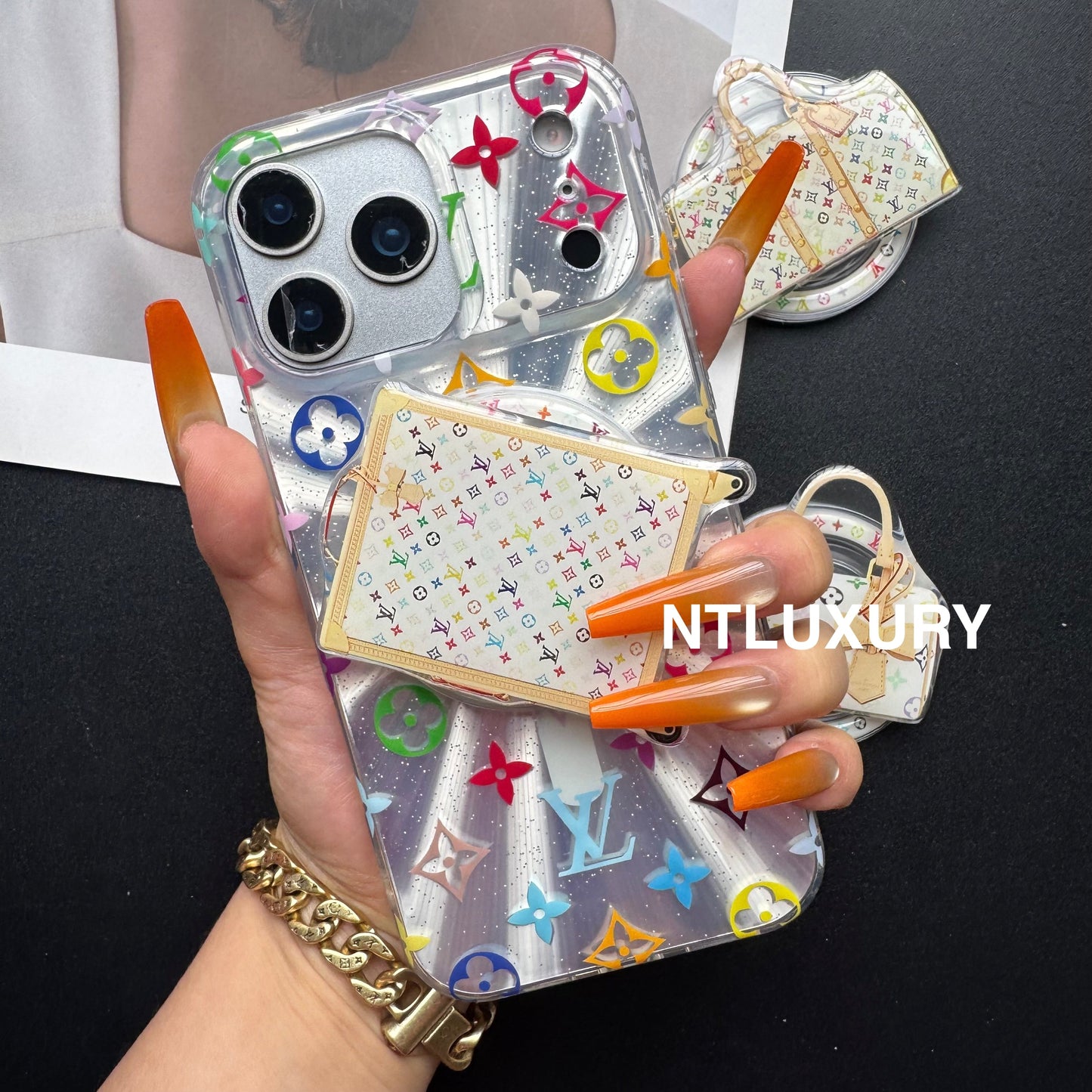 Laser Shining Love Phone Case with Magsafe Holder (White Box)