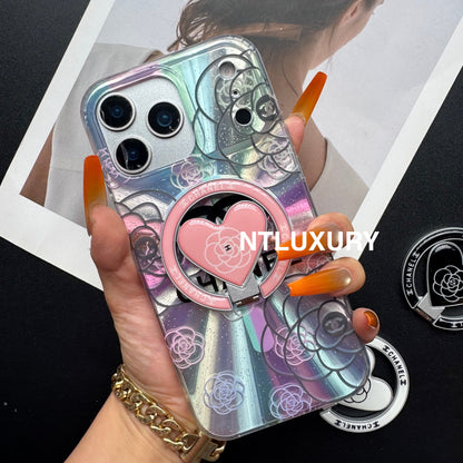 Funda para teléfono C con brillo láser y soporte MagSafe