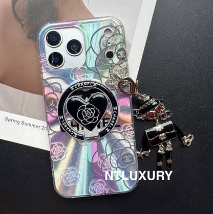 Coque de téléphone Laser Shining C avec support Magsafe et pendentif