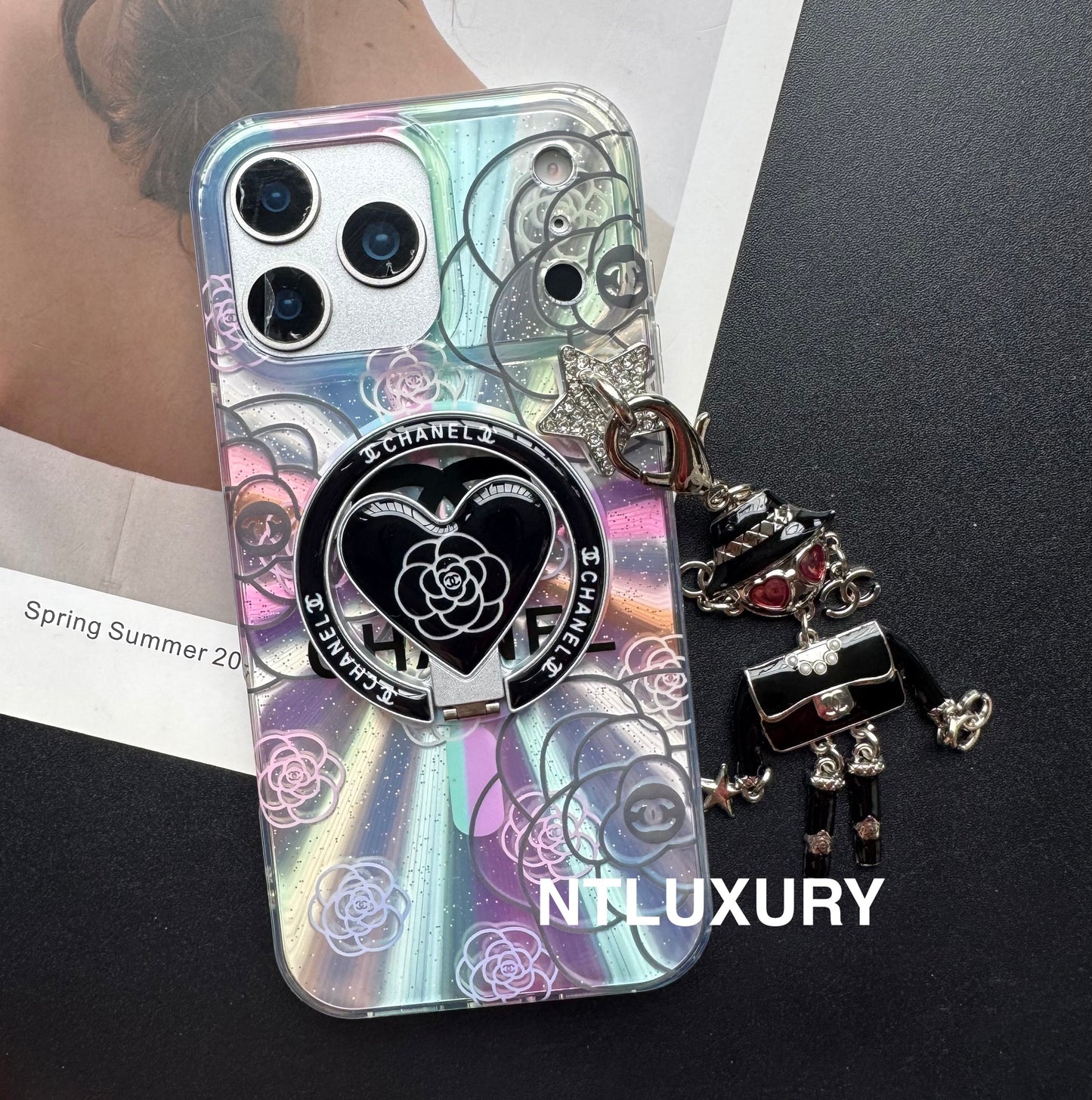 Laser Shining C Phone Case with Magsafe Holder and Pendant
