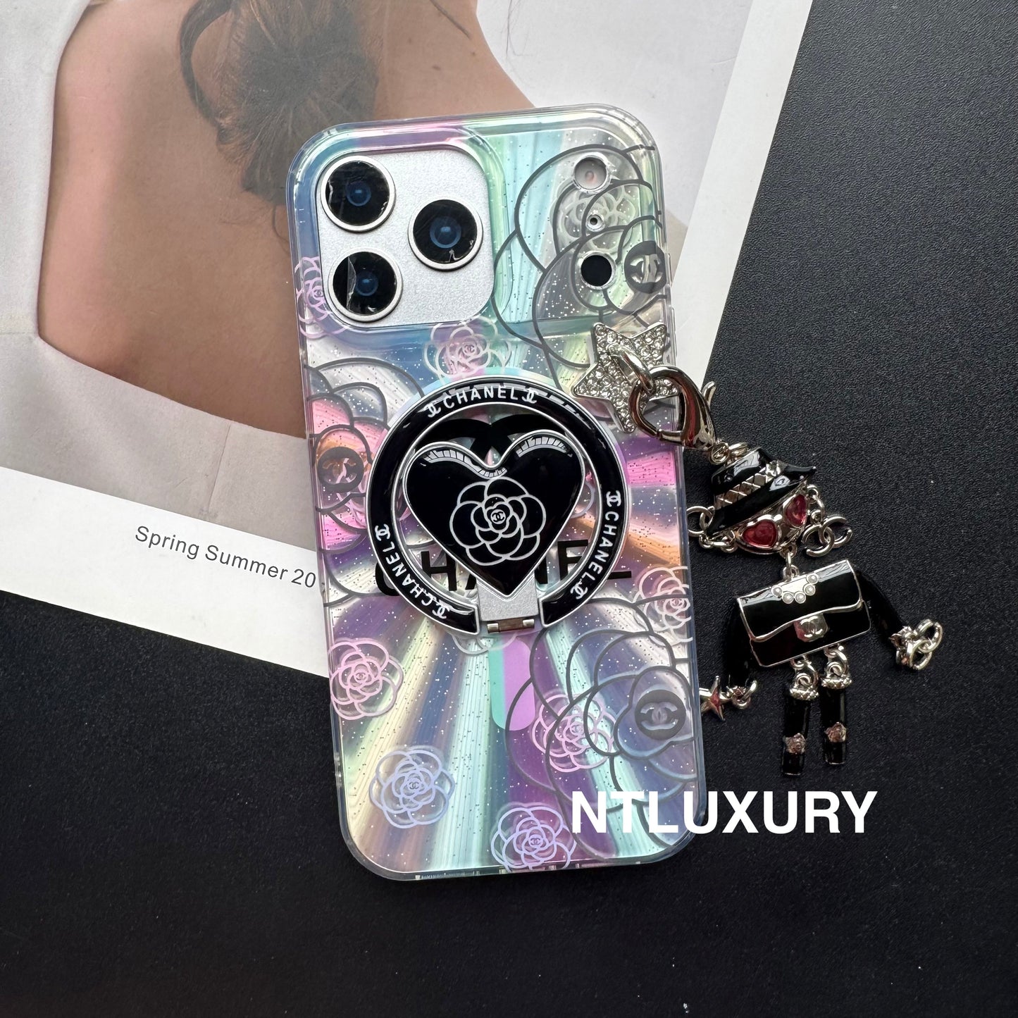 Laser Shining C Phone Case with Magsafe Holder and Pendant